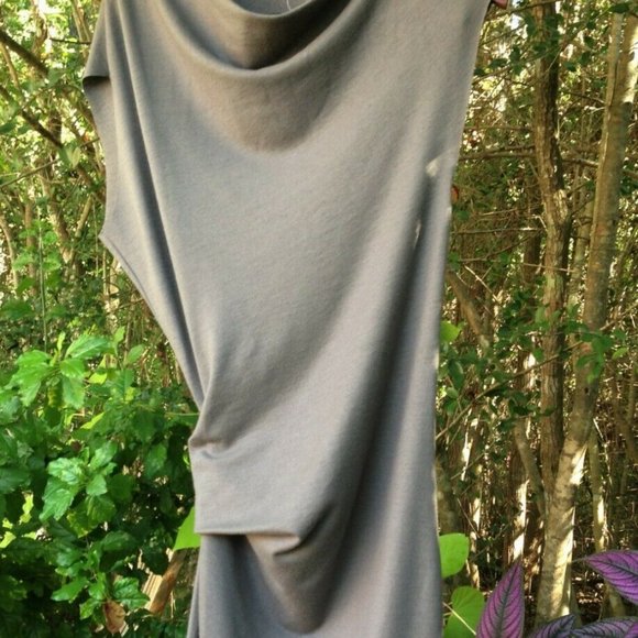 HELMUT LANG SONAR WOOL ASYMMETRICAL DRAPED BODY CON  DRESS  M - Picture 3 of 7